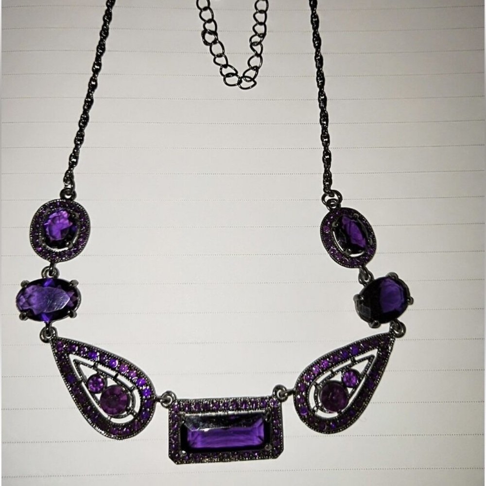 Avon Purple Gemstone Necklace with Intricate Detailing